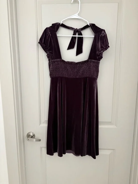 Free People Knit Velvet Faerie Dress in Plum Size M - Picture 2 of 5